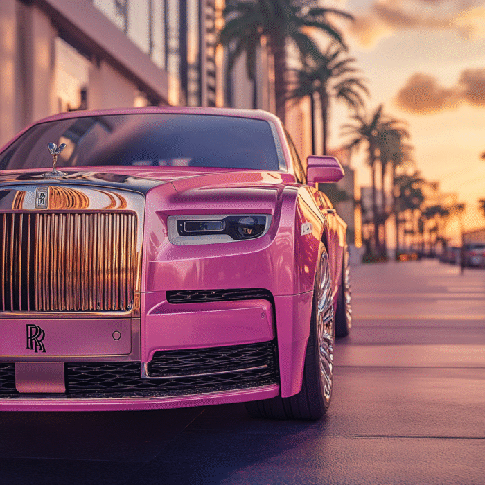Pink Rolls Royce Side Shot