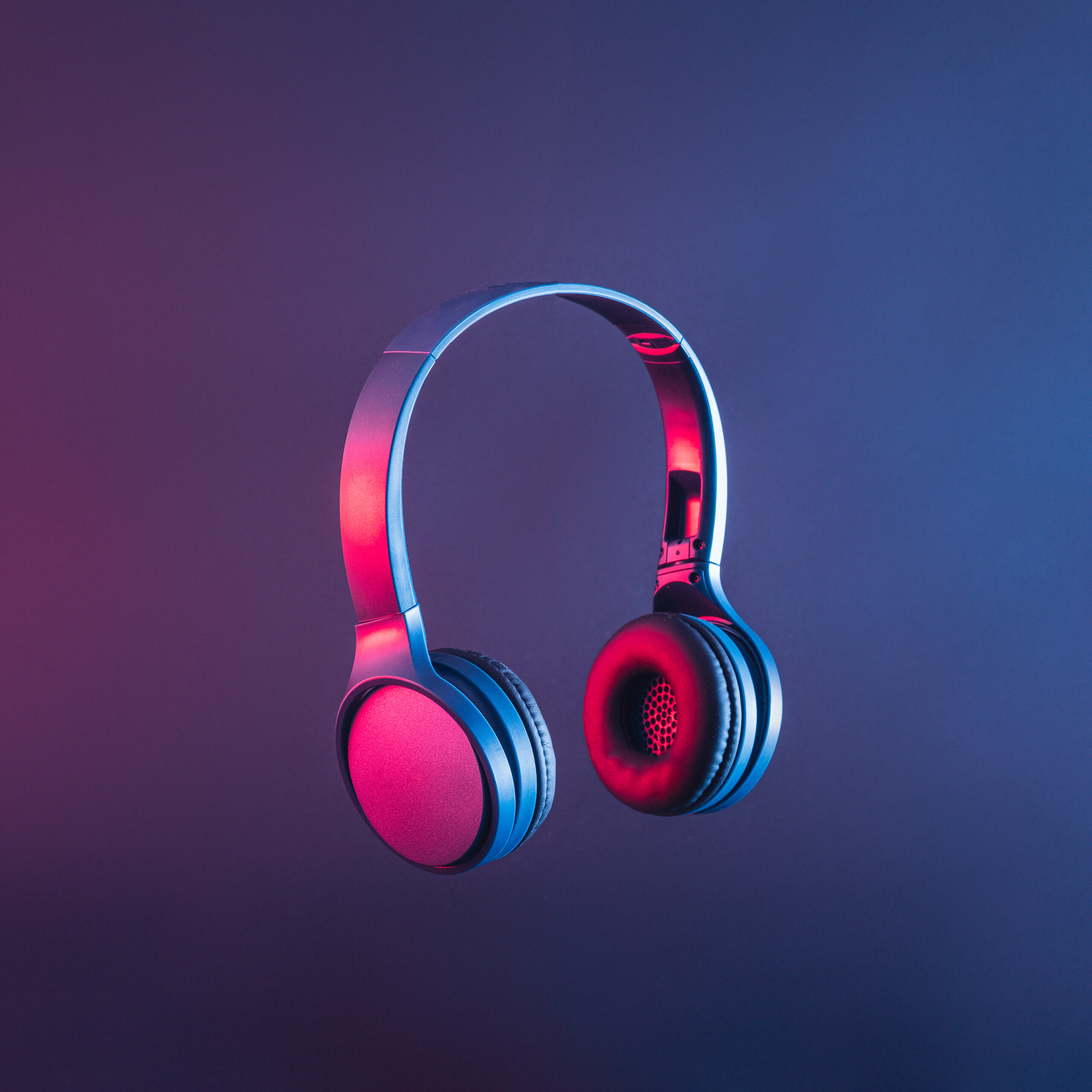 Headphones or headset in dark neon light