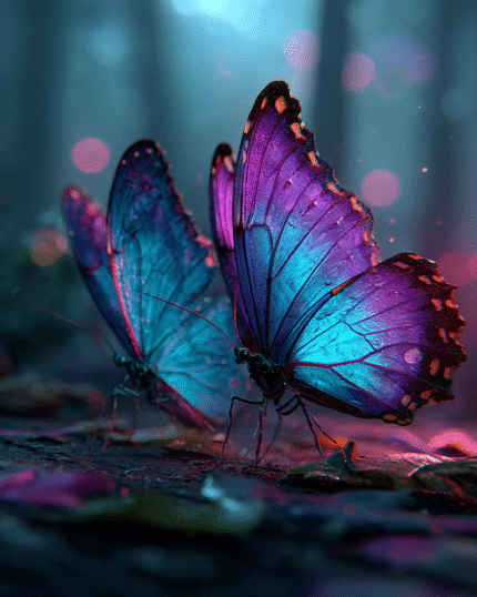 Glowing Butterflies Neon Hues