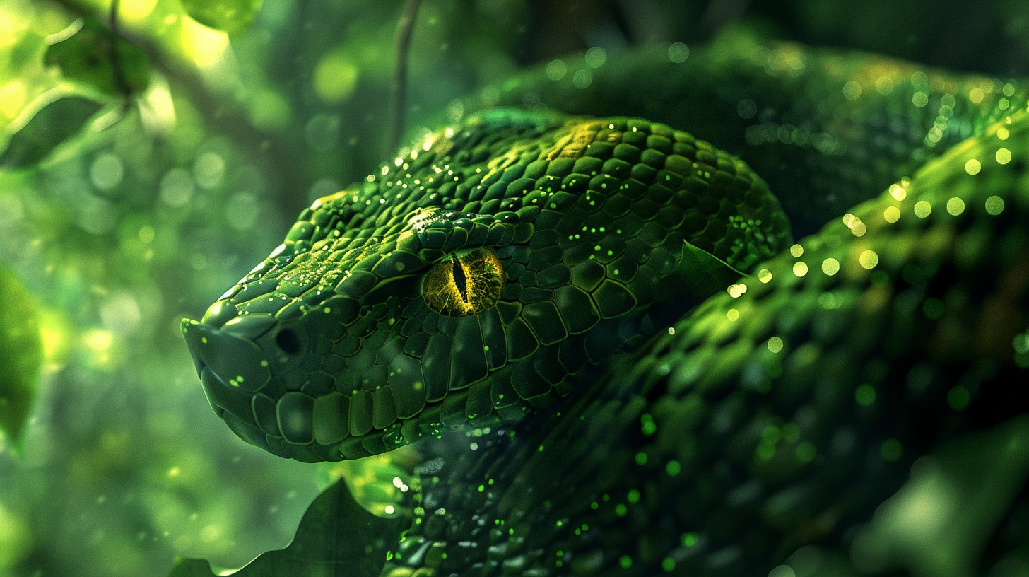Green Python in a Forest