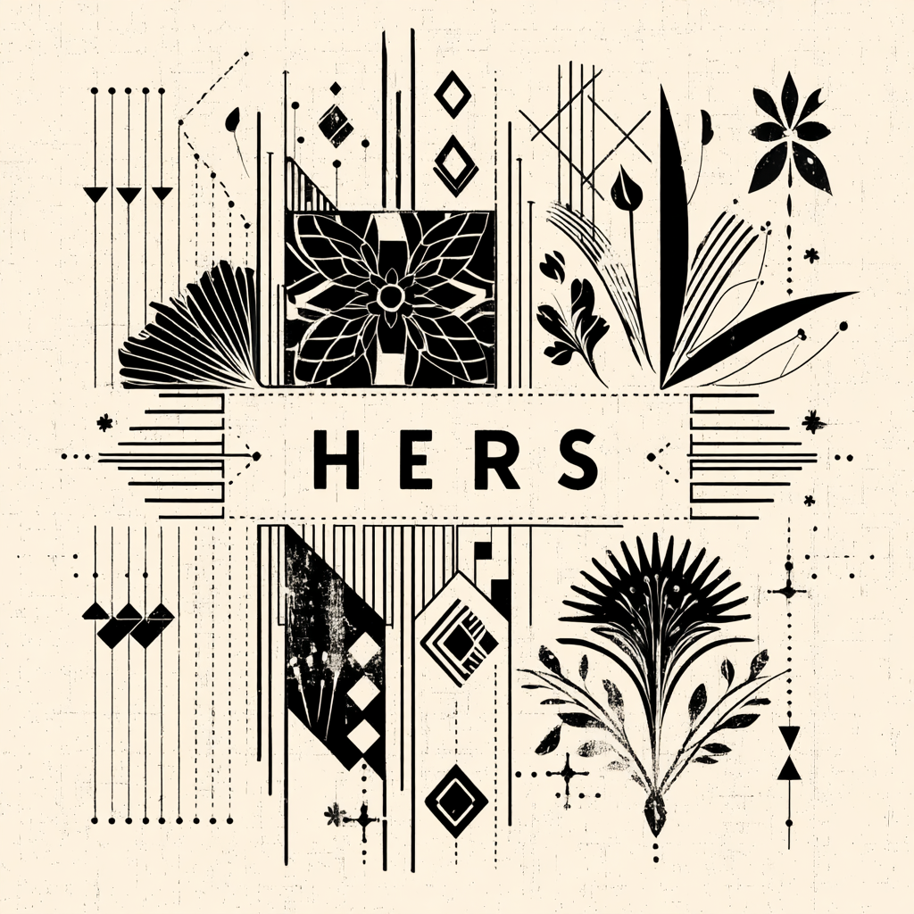 Monogram Black and White Retro Hers Logo