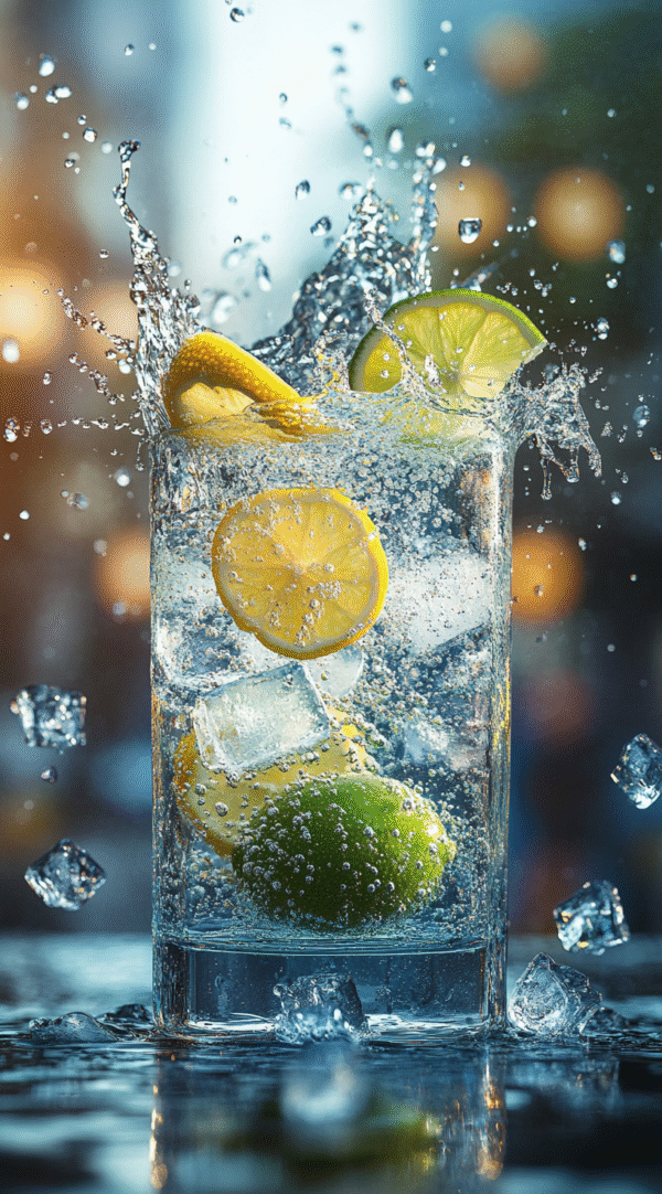 Slowmotion Citrus Fruit Splashing Into Drink