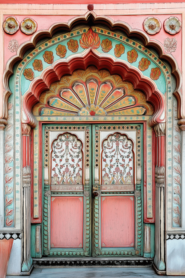 Intricate Carved Indian Doorway