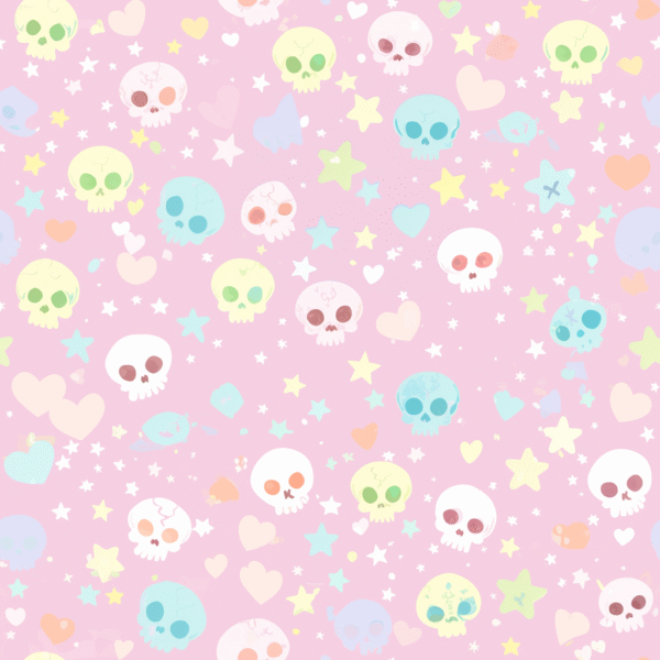 Cute Skull Pastel Seamless Digital Paper